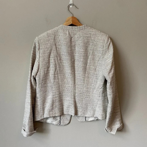 KENAR Nordstrom Womens Large Long Sleeve Striped Linen Career Blazer Jacket Chic - Picture 2 of 16